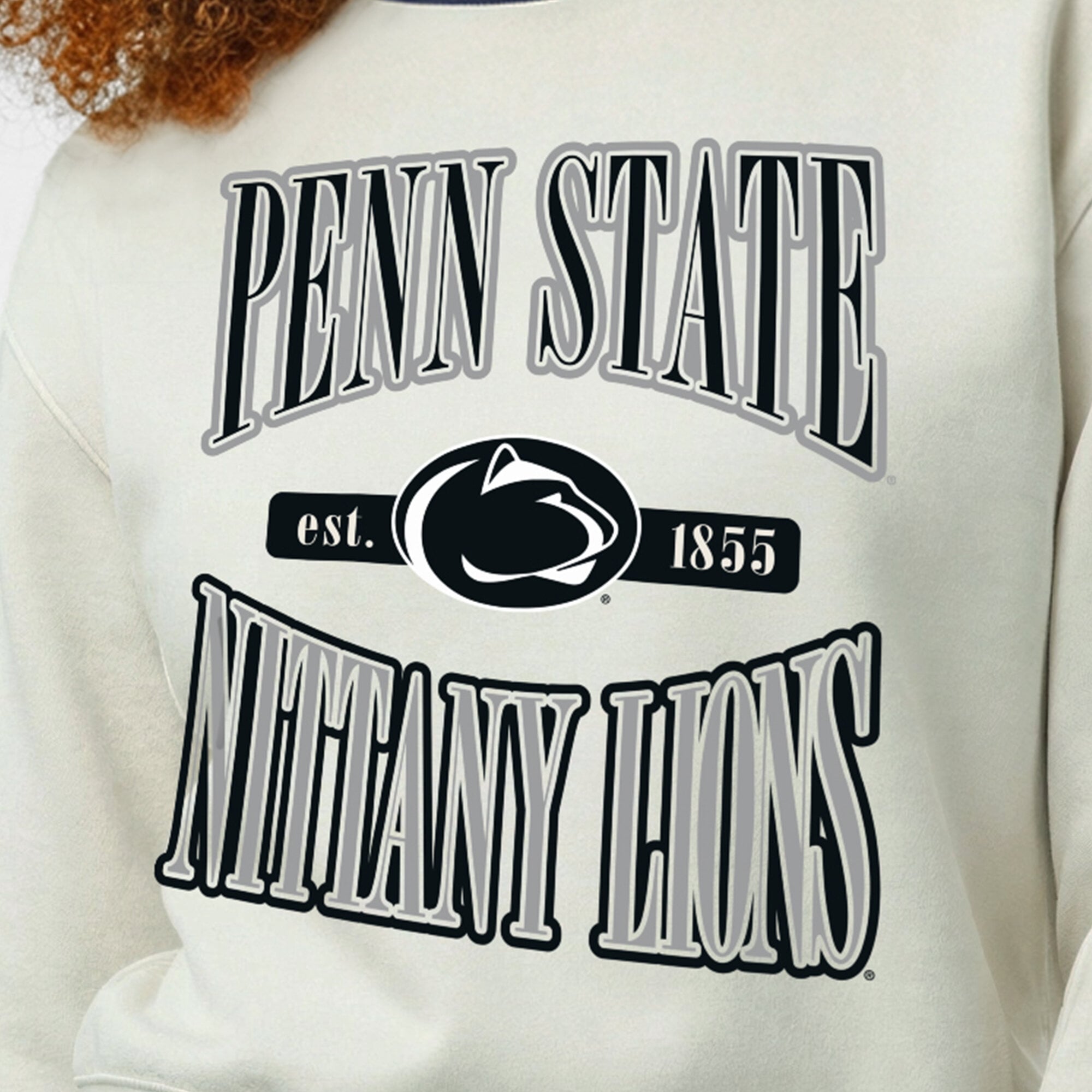 Women's Champion White Penn State Nittany Lions Yarn Dye Rib Reverse Weave Crew Sweatshirt